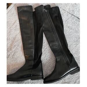 NEW Cole Haan Chase Tall Knee-High Boots Leather Zip Riding Black Womens Size 8B